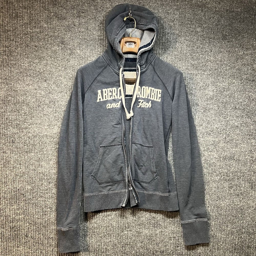 Abercrombie & Fitch Y2K Full Zip Hoodie Jacket Women's Large Gray *Broken Zip*